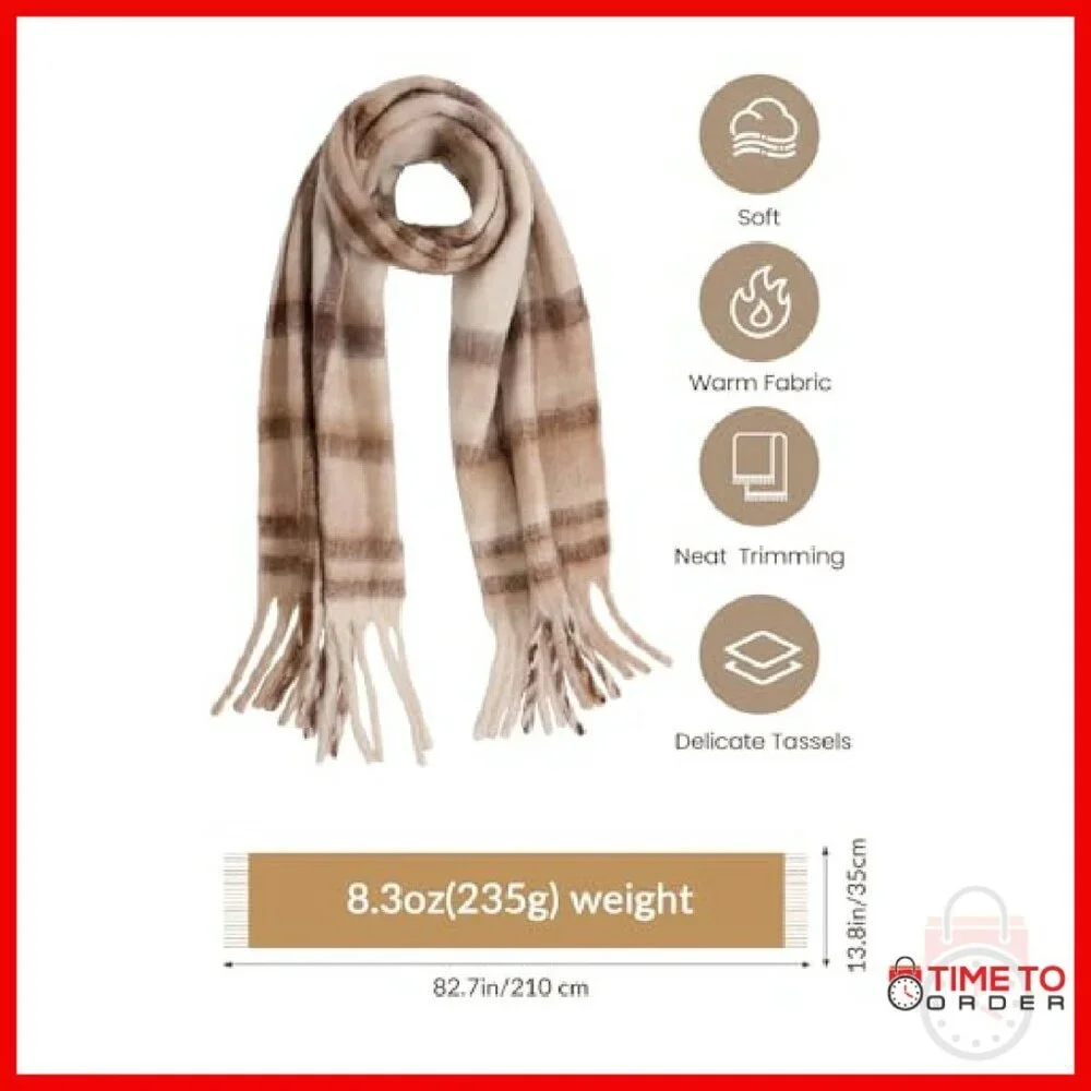 Oversized Chunky Mohair Scarf Shawl Wrap 90x16 Inches Cashmere Feel